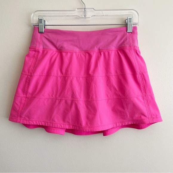 Lululemon Pace Rival Mid Rise Skirt neon pink tennis cheer preppy skort tiered 4 - Picture 3 of 13